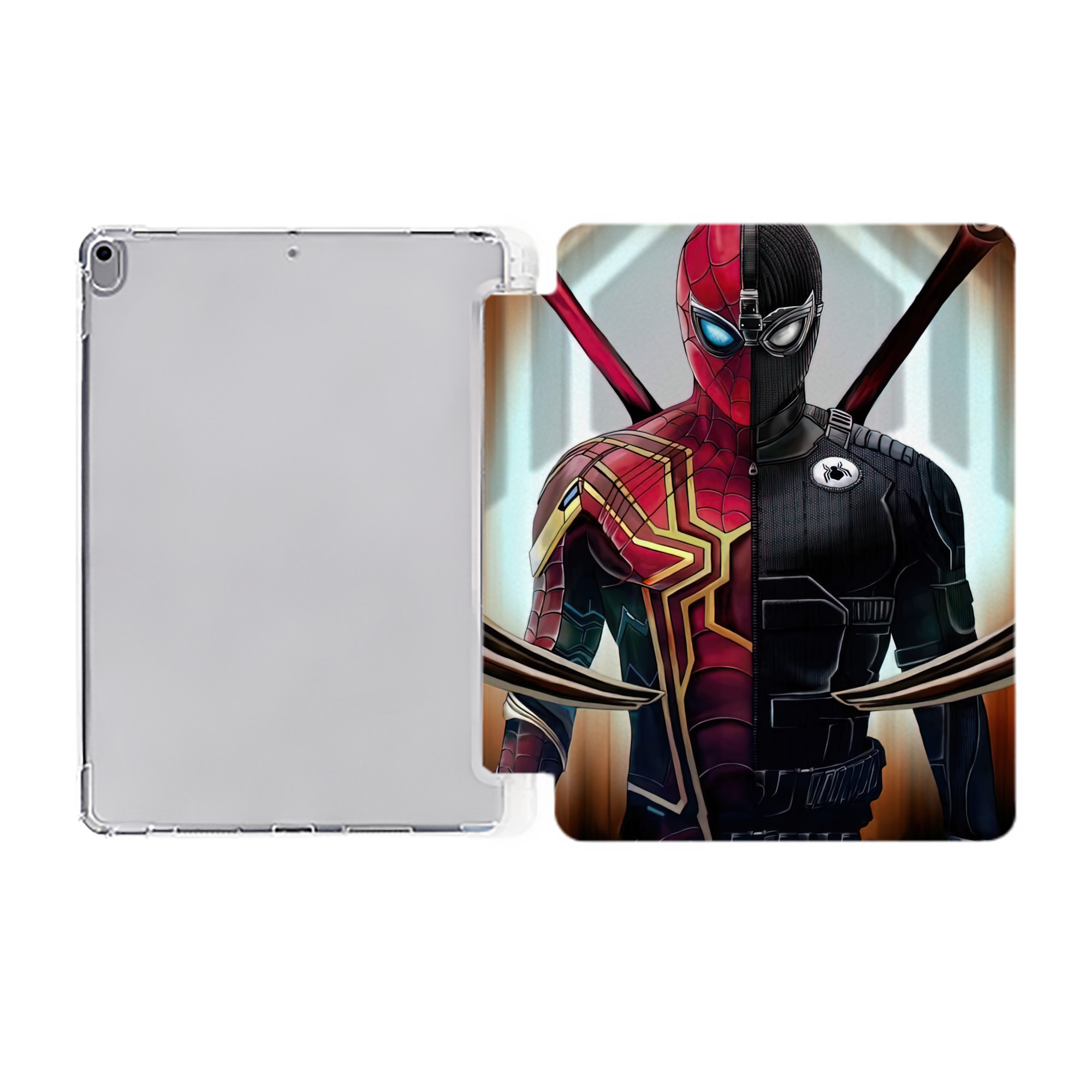 Spider Man スパイダーマン IPad ケース ペン収納付き 三つ折りスタンド PUレザー×シリコン 対応機種9.5/10.5/10.9インチ